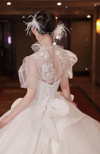Chic A-line Long Sleeves Wedding Dress,Bridal Gown Y6789