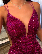 Fabulous Short Column V-neck Sleeveless Sequined Satin Open Back Homecoming Dresses