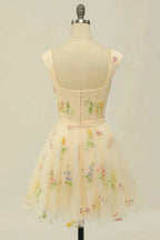 Floral Embroidery Sweetheart A-Line Homecoming Dress Short Party Dress PD472