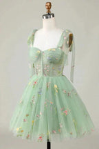 Floral Homecoming Dresses Embroidery A-Line Short Party Dress PD504