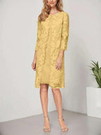 A-line Scoop Knee-Length Chiffon Lace Mother of the Bride Dress With Jacket