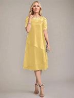 A-Line Scoop Knee-Length Mother of the Bride Dress With Applique & Sequins