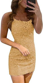 Short Column Blue Lace Spaghetti Straps Sleeveless Prom Dresses