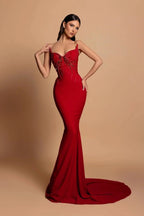 Gorgeous Satin Sleeveless Mermaid Sweetheart  Rhinestone  Long Prom Dress
