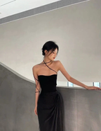 Black Simple Prom Dress Sexy Evening Dress Y1343