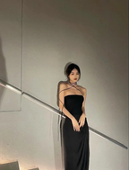 Black Simple Prom Dress Sexy Evening Dress Y1343