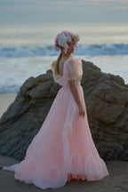 High Slit Dress Organza Trailing Prom Dress SYP181