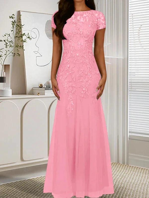 Dark Navy Mermaid Scoop Sequins Tulle Dress