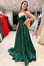 Hot Pink Floral Appliques Lace-Up A-Line Prom Evening Dress PSK393
