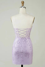 Bodycon Light Green Sweetheart Corset Short Homecoming Dress with Appliques