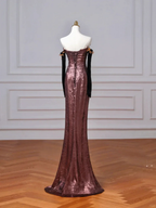 Vintage Off The Shoulder Satin Appliques Long Prom Dress Mermaid Slit Evening Dress Y8613