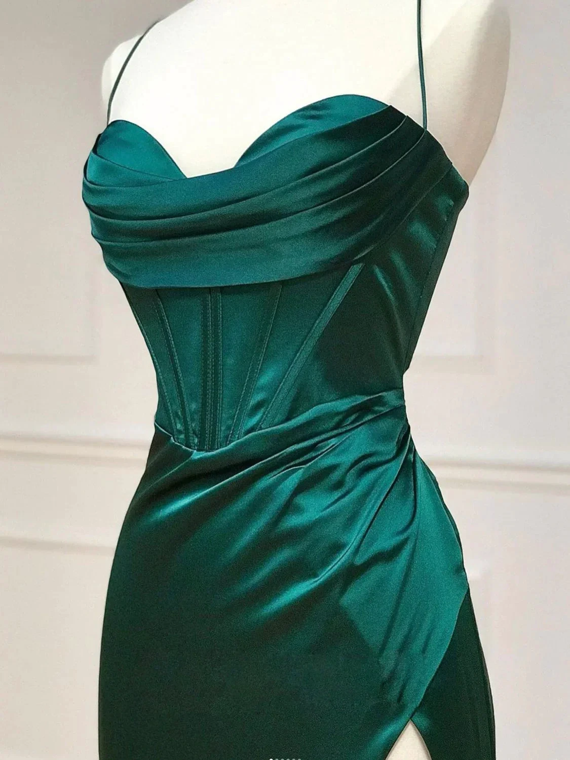 Green Sweetheart Neck Satin Long Prom Dress Green Evening Dresses Y4395