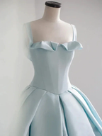 Blue Satin Long Ball Gown , Blue Sweet 16 Dress Y392