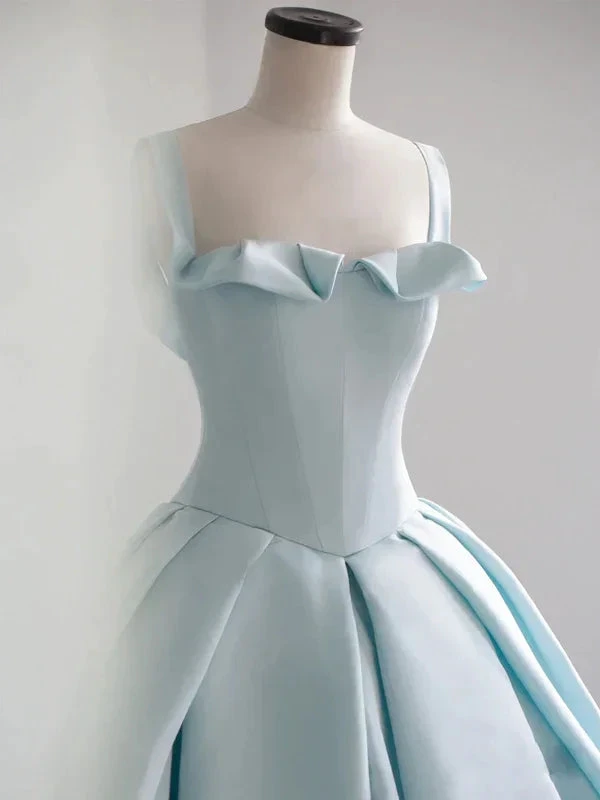 Blue Satin Long Ball Gown , Blue Sweet 16 Dress Y392
