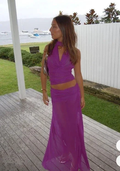Pretty Purple Halter Tulle Long Prom Dress Evening Dress Y8242