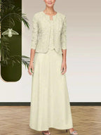 Glitter Lace & Satin Skirt Jacket Dress with Open Jacket