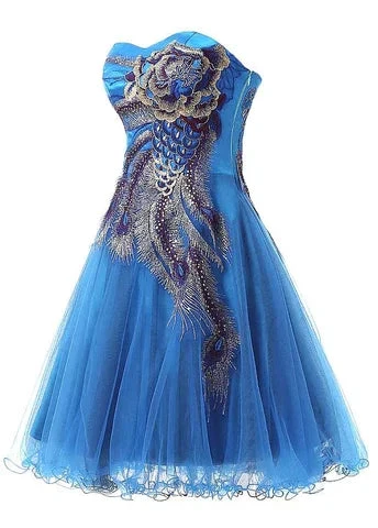 Chic Tulle Satin Sweetheart Neckline A-Line Short Cocktail Dress Homecoming Dress Y8485