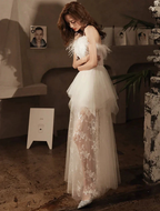 Sexy Retro Style Fashion Evening Sheer Party Dress,White Evening Dress ,Y2407