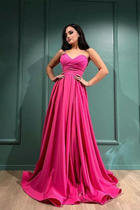 Fuchsia Sweetheart Long Evening Dress With Split Y6166