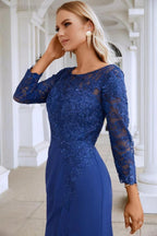 Women's Chiffon V Neck Embroidery Long Sleeve Front Slit Bridesmaid Dresses Wedding Party Prom Evening Dress SY28130