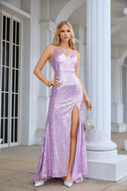 Ladies Spaghetti Strap Sequined Mermaid Long Bridesmaid Dresses Prom Wedding Party Evening Dresses 28083