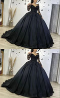 Black Long Sleeve Ball Gown Wedding Dresses Y5754