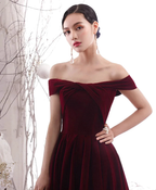 Simple Burgundy Long Prom Dress Burgundy Evening Dress Y1428