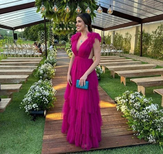 Stunning evening dresses long tulle elegant prom gown for women Y5052