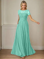 Dark Navy A-Line Boatneck Sequins Chiffon Dress