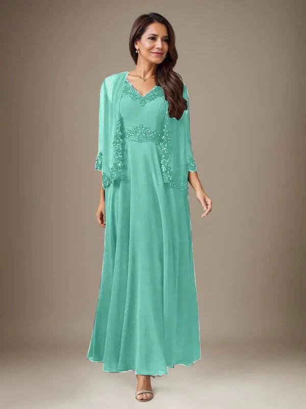 Plum A-Line Sequins Chiffon Dress