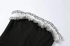 Black Party Tube Skirt Irregular White Ruffle Bandage Dress Black Homecoming Dress Y2617