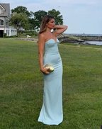Sexy Halter Blue Sheath Prom Dress Long Evening Dress Bridesmaid Dress Y8233