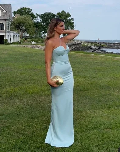 Sexy Halter Blue Sheath Prom Dress Long Evening Dress Bridesmaid Dress Y8233