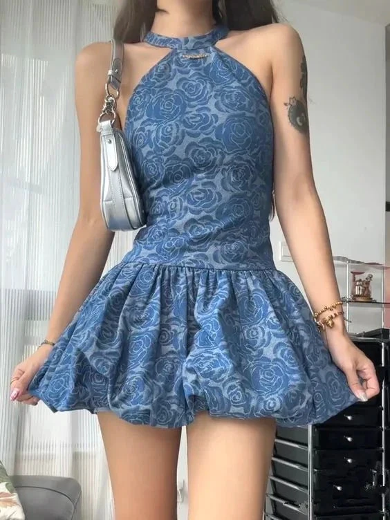 Cute A-line Print Homecoming Dress 18th Birthday Outfit Y7265