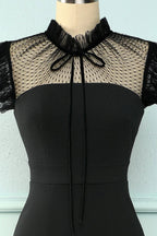 Black Mermaid High Neck Bodycon Dress Short Evening Dress Y5066