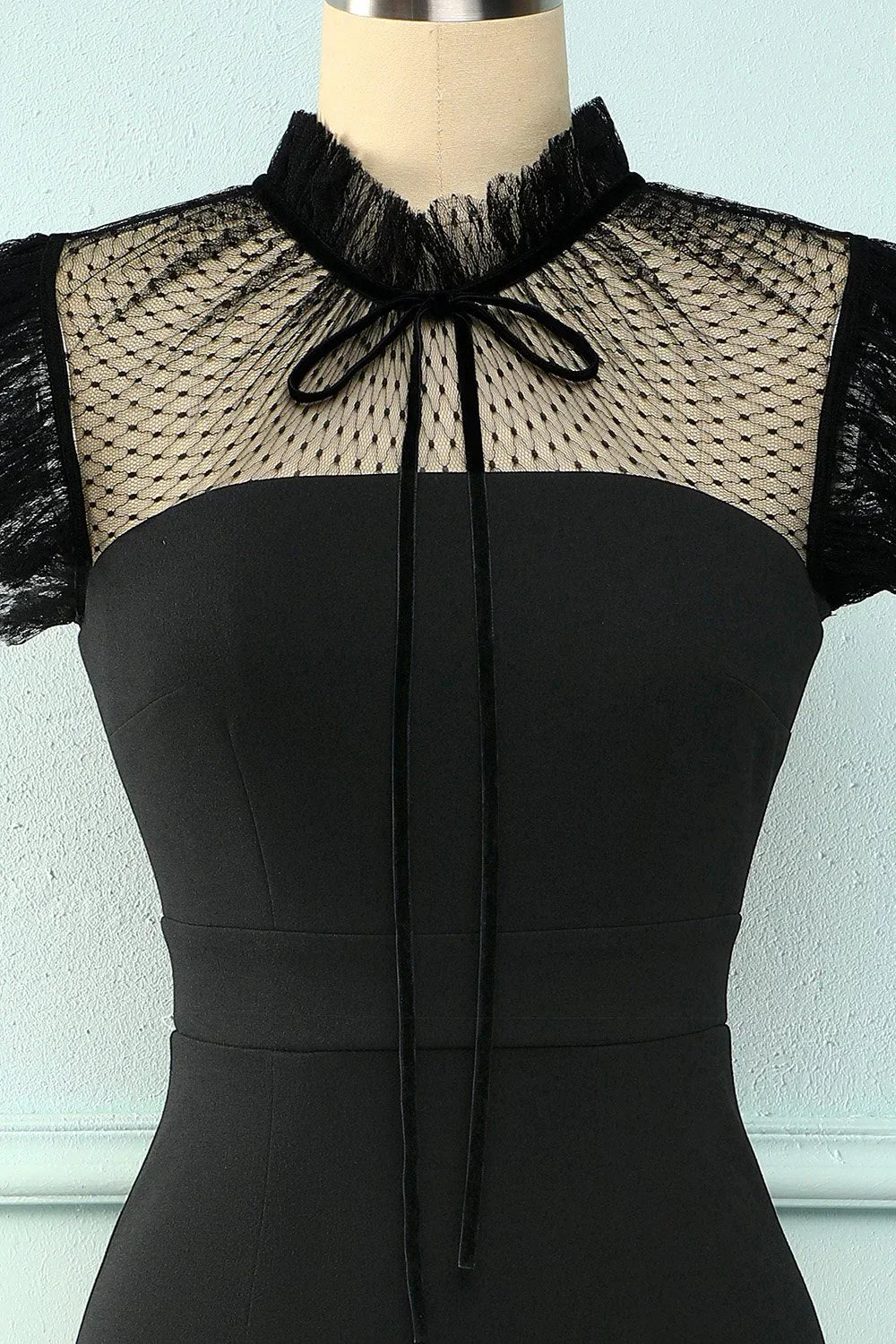 Black Mermaid High Neck Bodycon Dress Short Evening Dress Y5066