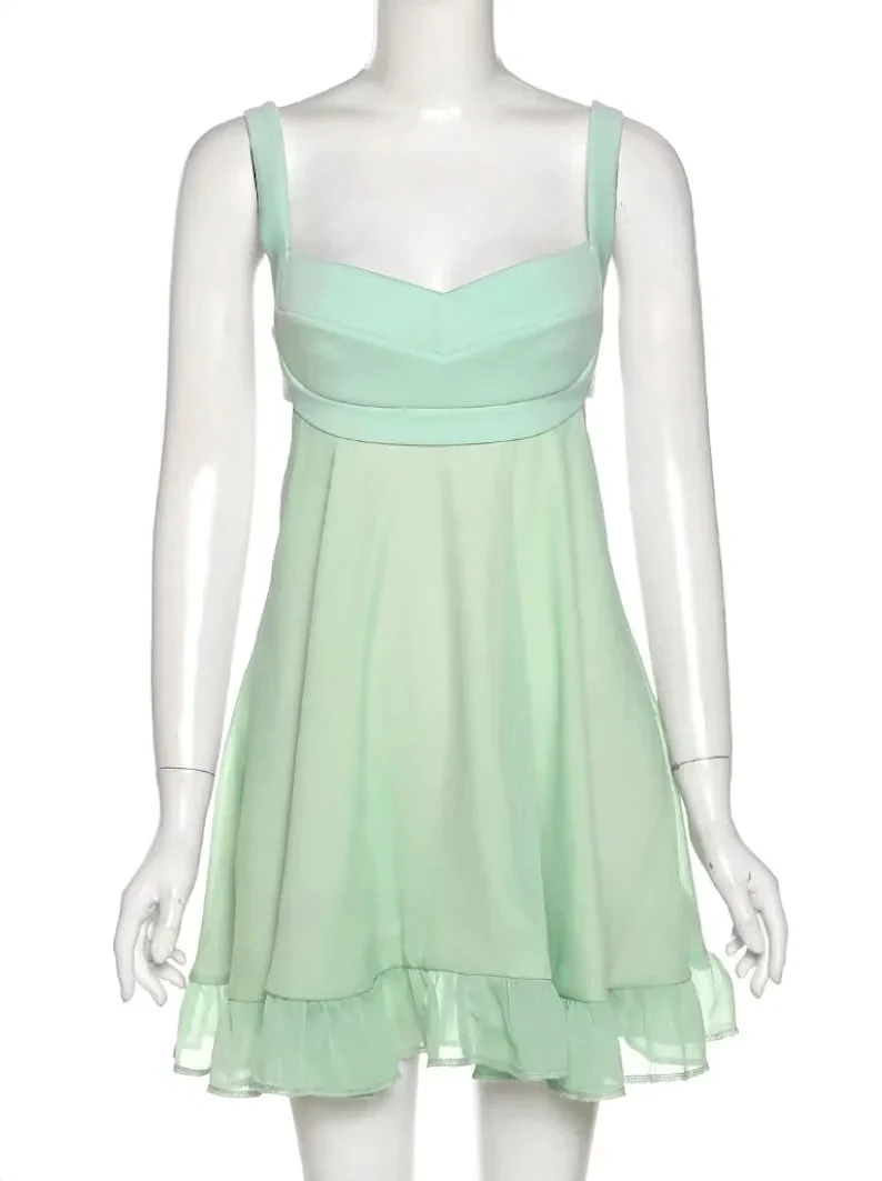 Green A-line Mini Homecoming Dress Backless Party Dress Y2510