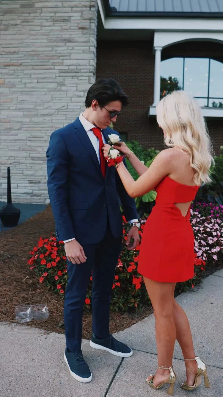 Red Strapless Tight Homecoming Dress 22nd Birthday Party Dress Y2976
