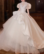 Chic A-line Long Sleeves Wedding Dress,Bridal Gown Y6789