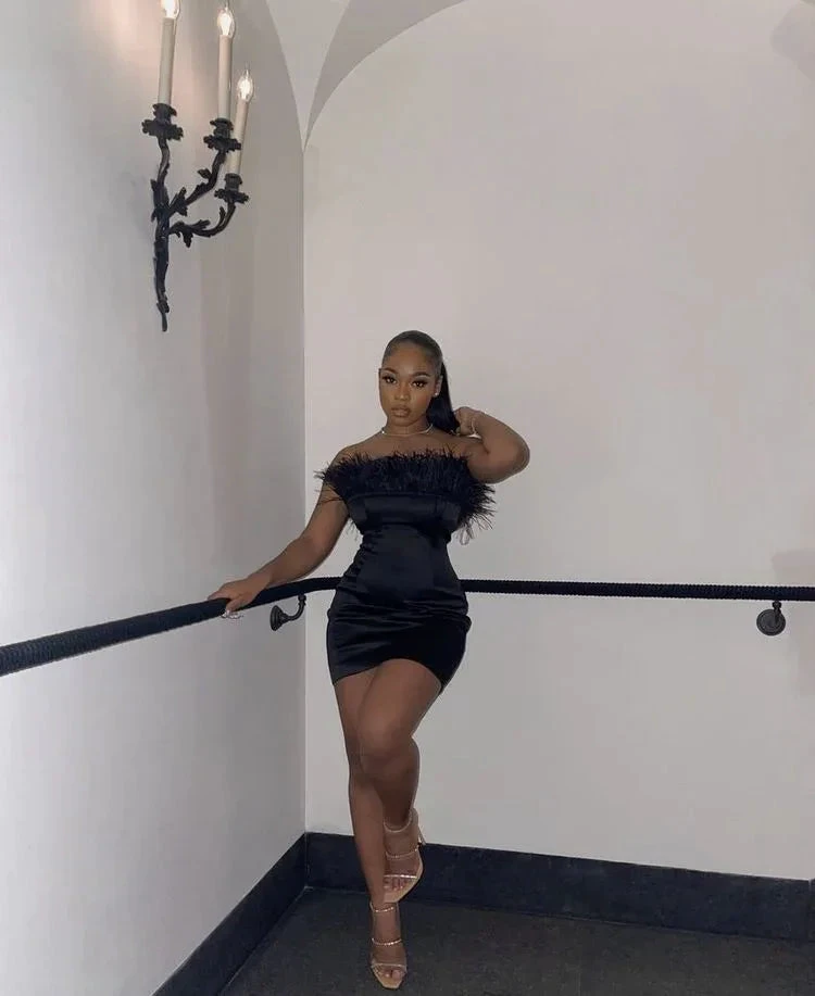 Strapless Black Homecoming Dress Sexy Black Party Dress Y2220