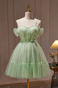 Ball Gown Spaghetti Straps Tulle Short/Mini Homecoming Dresses