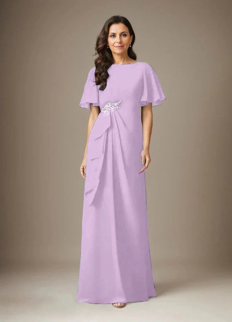Dark Navy Sheath Beaded Chiffon Dress