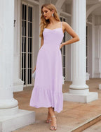 Numbersea  Spaghetti Strap Chiffon Bridesmaid Dress Ankle Length Formal A Line Cocktail Party Homecoming Dress for Juniors  SEA28028