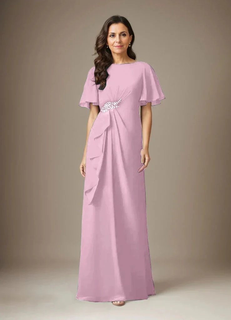 Dark Navy Sheath Beaded Chiffon Dress
