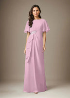 Dark Navy Sheath Beaded Chiffon Dress