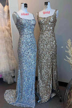 Square Neck Prom Dress With High Slit SYP149