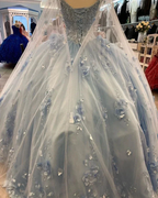 Ball Gown Light Blue Quinceanera Dresses 3D Flowers Sweet 16 Dress  Y6569