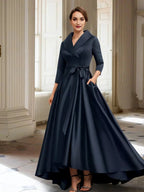 A-Line/Princess Long Sleeves Mother of the Bride Dresses with Pockets & Belt