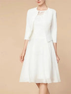 A-Line/Princess 3/4 Length Sleeve  Knee Length Mother of the Bride Dresses with Wraps