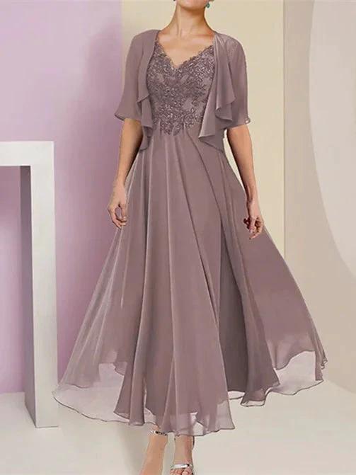 A-Line/Princess  Short Sleeves Jacket Dresses Mother Of The Bride Dresses